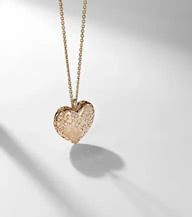 Sydney Evan Puffy Icon Wallpaper Heart 14kt gold necklace with diamonds | Thumbnail 4