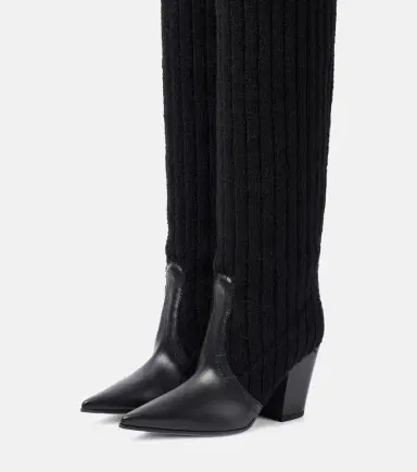 Gianvito Rossi Leather-trimmed knee-high boots | Thumbnail 2