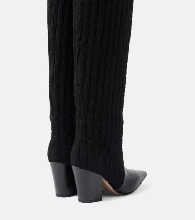 Gianvito Rossi Leather-trimmed knee-high boots | Thumbnail 3