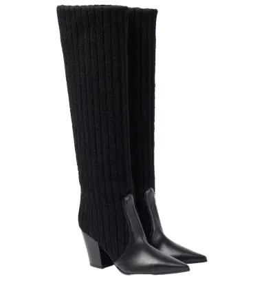 Gianvito Rossi Leather-trimmed knee-high boots | Thumbnail 1