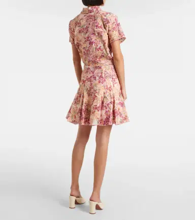 Agua by Agua Bendita Cerezo Florecer floral linen miniskirt | Thumbnail 2