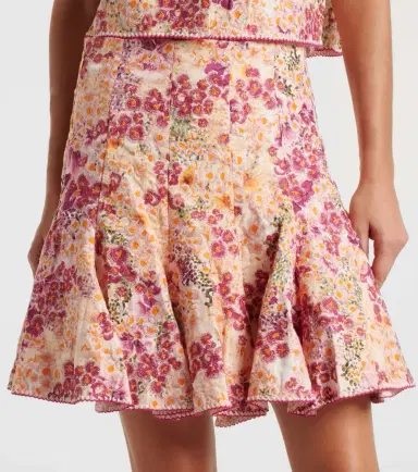 Agua by Agua Bendita Cerezo Florecer floral linen miniskirt | Thumbnail 4
