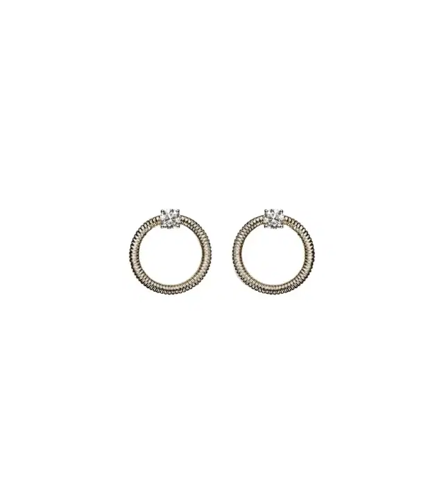 Stone and Strand Prince 14kt gold earrings with diamonds