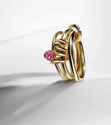 Spinelli Kilcollin Piera 18kt gold linked rings with sapphire | Thumbnail 6