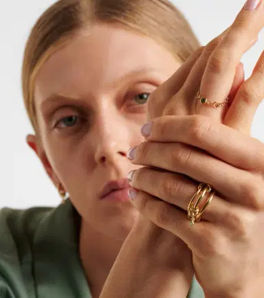 Spinelli Kilcollin Gravity Estrella 18kt gold chain ring with emerald | Thumbnail 2