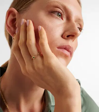 Spinelli Kilcollin Gravity Estrella 18kt gold chain ring with emerald | Thumbnail 3