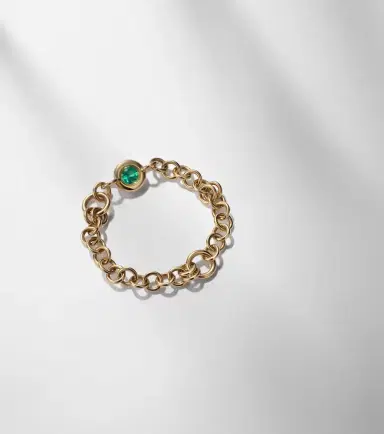 Spinelli Kilcollin Gravity Estrella 18kt gold chain ring with emerald | Thumbnail 4