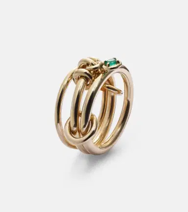 Spinelli Kilcollin Piera 18kt gold linked rings with emerald | Thumbnail 2 Spinelli Kilcollin Piera 18kt gold linked rings with emerald | Thumbnail 2
