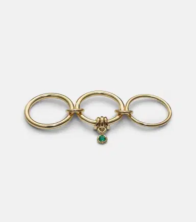 Spinelli Kilcollin Piera 18kt gold linked rings with emerald | Thumbnail 3 Spinelli Kilcollin Piera 18kt gold linked rings with emerald | Thumbnail 3