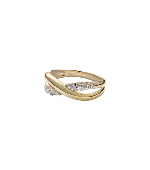 Stone and Strand Glitterati Kiss 14kt gold ring with diamonds
