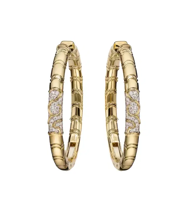 Marina B Ondine 18kt yellow gold hoop earrings with diamonds