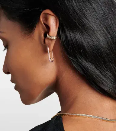 Anita Ko Safety Pin 18kt rose gold single earring with sapphires | Thumbnail 3