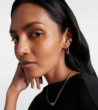 Anita Ko Safety Pin 18kt rose gold single earring with sapphires | Thumbnail 4