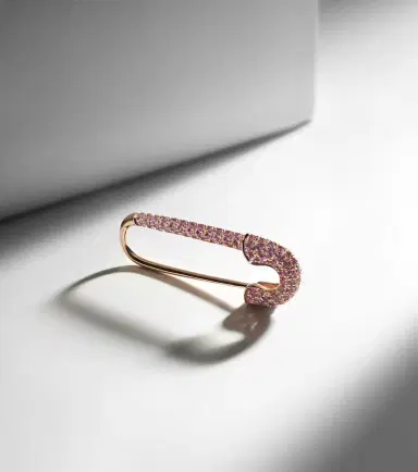 Anita Ko Safety Pin 18kt rose gold single earring with sapphires | Thumbnail 5