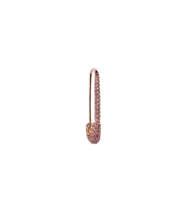 Safety Pin 18kt rose gold single earring with sapphires