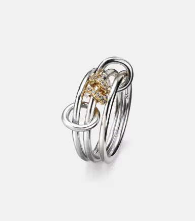 Spinelli Kilcollin Sterling silver and 18kt gold linked rings with diamonds | Thumbnail 4