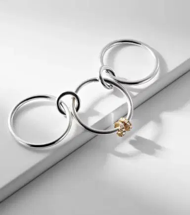 Spinelli Kilcollin Sterling silver and 18kt gold linked rings with diamonds | Thumbnail 6