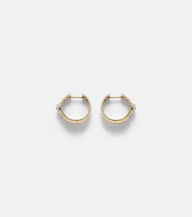 Stone and Strand Disco 14kt gold huggies with diamonds | Thumbnail 2