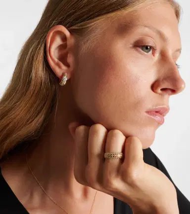 Stone and Strand Disco 14kt gold huggies with diamonds | Thumbnail 3