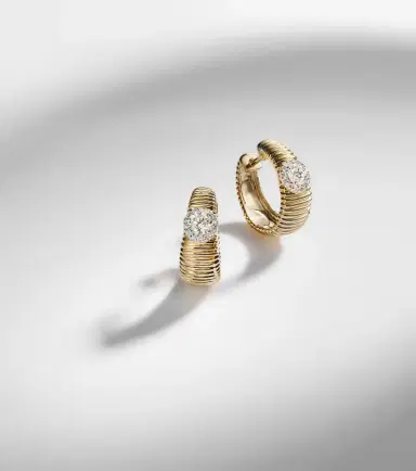 Stone and Strand Disco 14kt gold huggies with diamonds | Thumbnail 5