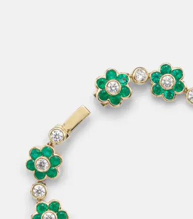 Anita Ko Flora 18kt yellow gold bracelet with emeralds and diamonds | Thumbnail 2
