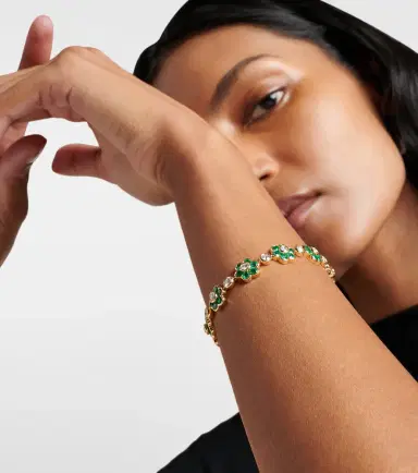 Anita Ko Flora 18kt yellow gold bracelet with emeralds and diamonds | Thumbnail 3