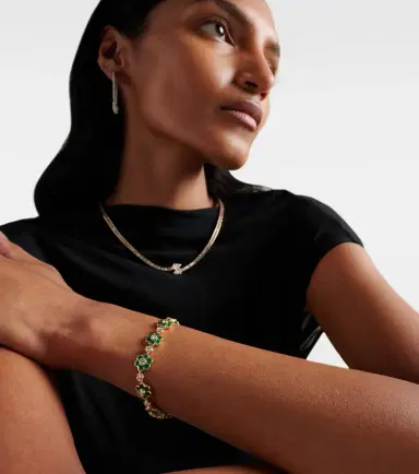 Anita Ko Flora 18kt yellow gold bracelet with emeralds and diamonds | Thumbnail 4