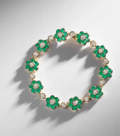 Anita Ko Flora 18kt yellow gold bracelet with emeralds and diamonds | Thumbnail 5