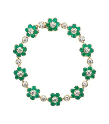 Anita Ko Flora 18kt yellow gold bracelet with emeralds and diamonds | Thumbnail 1