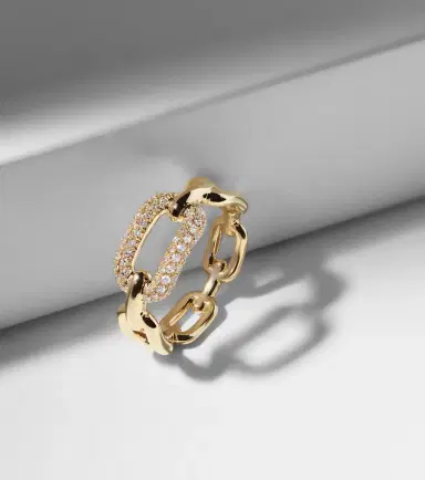 SHAY JEWELRY Cable Link 18kt gold ring with diamonds | Thumbnail 5