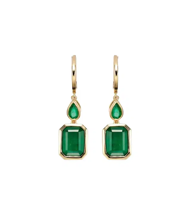 Shay Jewelry 18kt gold drop earrings with emeralds