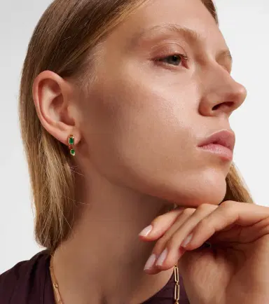 SHAY JEWELRY Bypass 18kt gold earrings with emeralds | Thumbnail 5