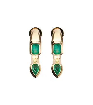 SHAY JEWELRY Bypass 18kt gold earrings with emeralds | Thumbnail 1