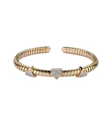 Marina B Trisolina 3 Station 18kt gold cuff bracelet with diamonds | Thumbnail 1