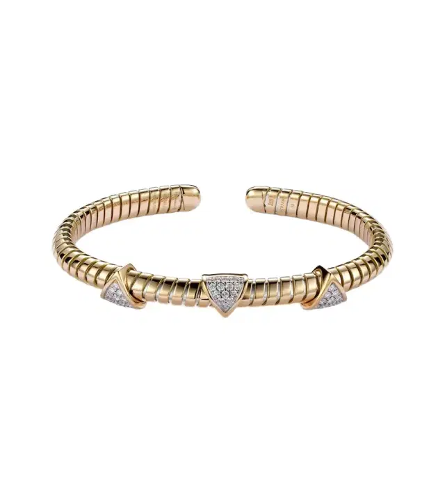 Marina B Trisolina 3 Station 18kt gold cuff bracelet with diamonds