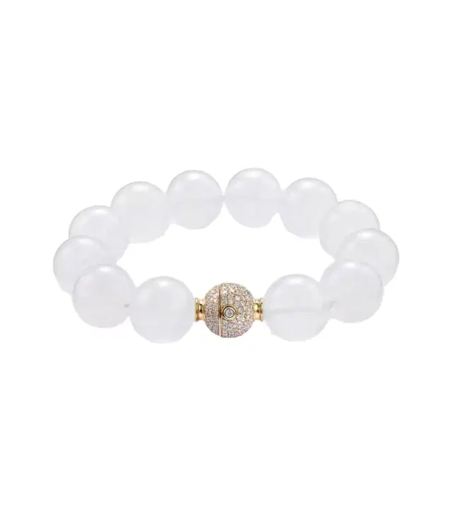 Octavia Elizabeth Riviera Orb beaded 18kt gold bracelet with moonstone and diamonds