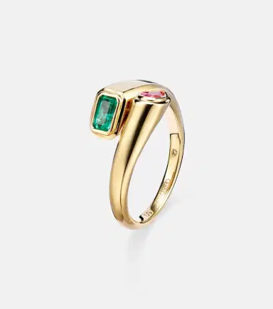 Shay Jewelry Bypass 18kt gold ring with emerald and sapphire | Thumbnail 4 Shay Jewelry Bypass 18kt gold ring with emerald and sapphire | Thumbnail 4