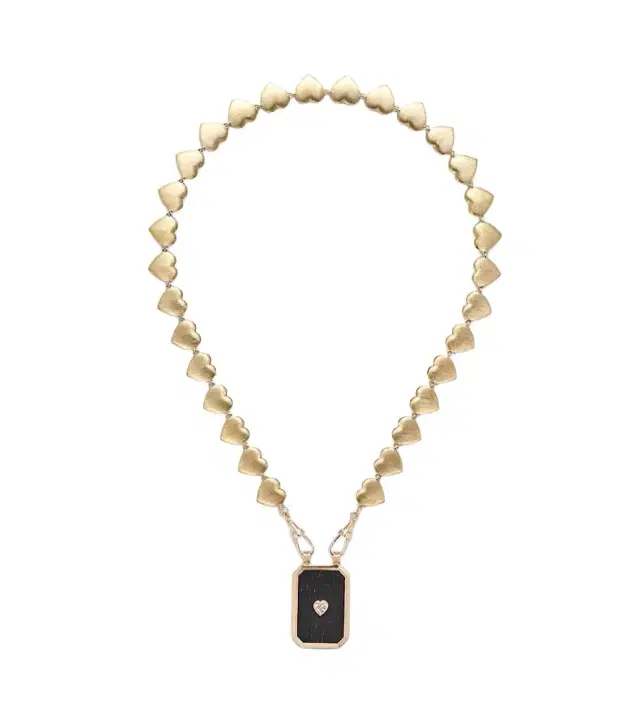 Marie Lichtenberg Heart Scapular 18kt gold and ebony pendant necklace with diamond