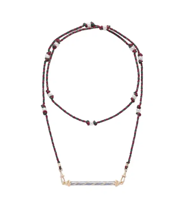 Candy Cane 18kt gold necklace with diamonds and enamel