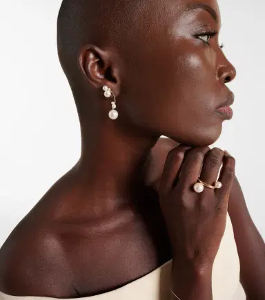 Sophie Bille Brahe Grand Stella 14kt gold single earring with pearls | Thumbnail 3