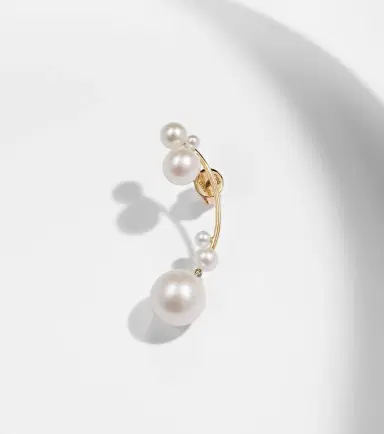 Sophie Bille Brahe Grand Stella 14kt gold single earring with pearls | Thumbnail 5