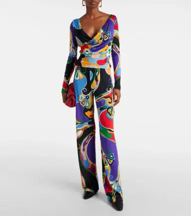 Pucci Orchidee jersey satin straight pants | Thumbnail 4