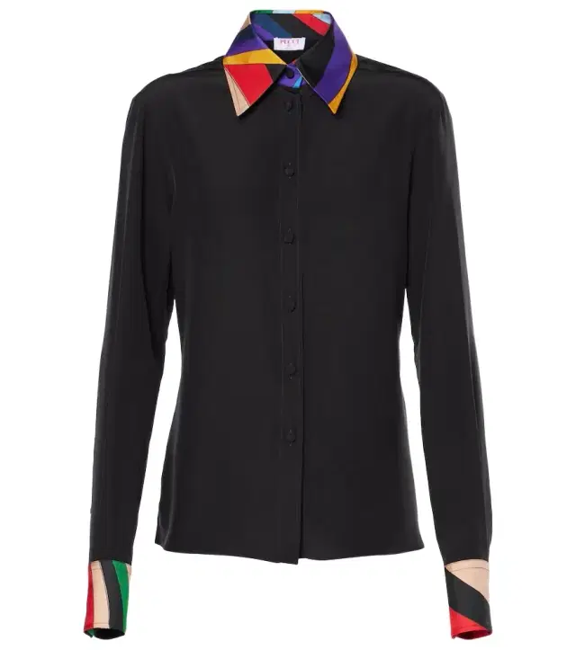 Silk crêpe de chine polo shirt