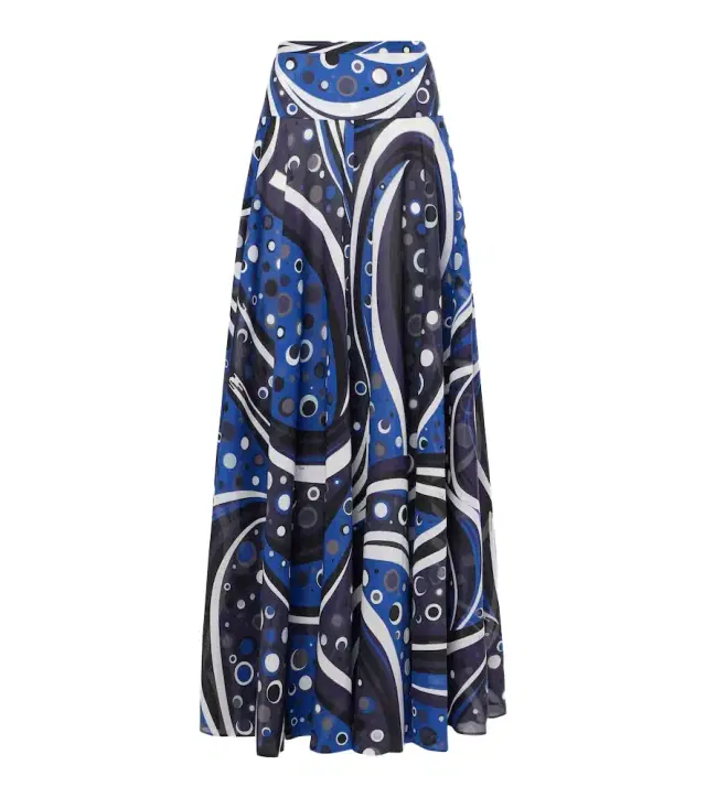 Printed cotton muslin maxi skirt