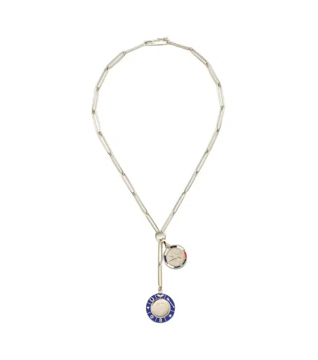 FoundRae Crescent & Internal Compass 18kt gold and ceramic necklace with diamonds