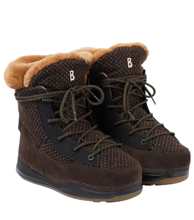 Bogner Verbier shearling-trimmed suede ankle boots