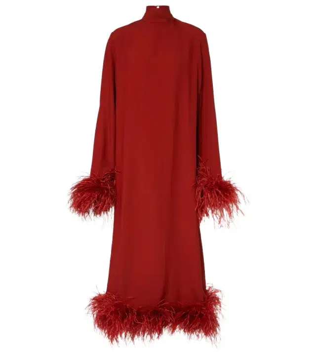 Taller Marmo Gina feather-trimmed midi dress