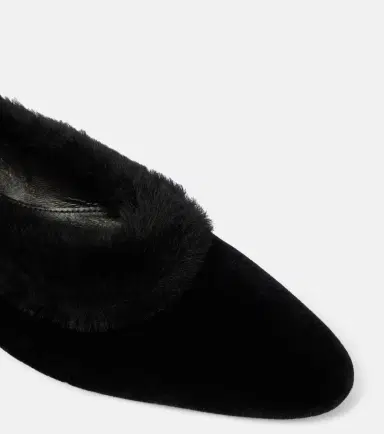 Toteme Shearling-trimmed velvet ballet flats | Thumbnail 3