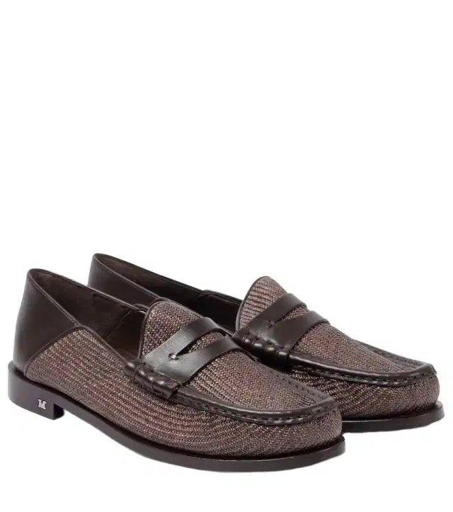 Max Mara Raffia-effect penny loafers