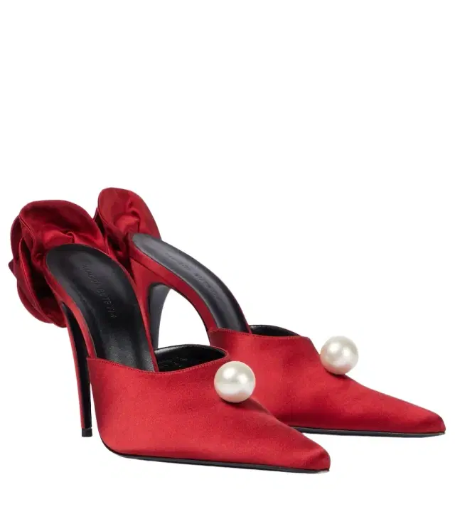 Magda Butrym Floral-appliqué faux pearl satin mules